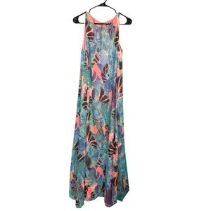 GIANNI BINI Tank Dress Size Medium Casual A-Line Maxi Tie Shoulder Geometric Art